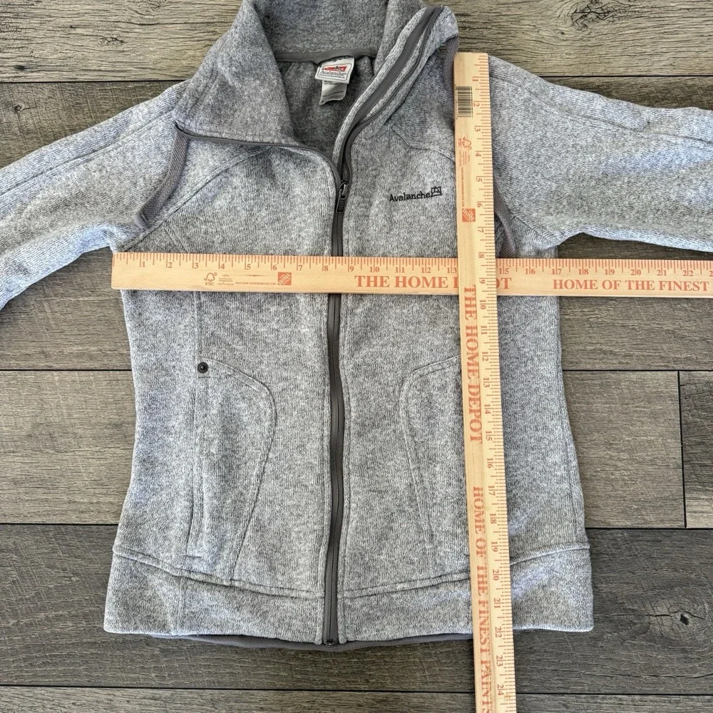 Avalanche Fleece Lined Zip Up Jacket Womens S Gray Mock Neck Long Sleeve Knitted - Picture 7 of 9